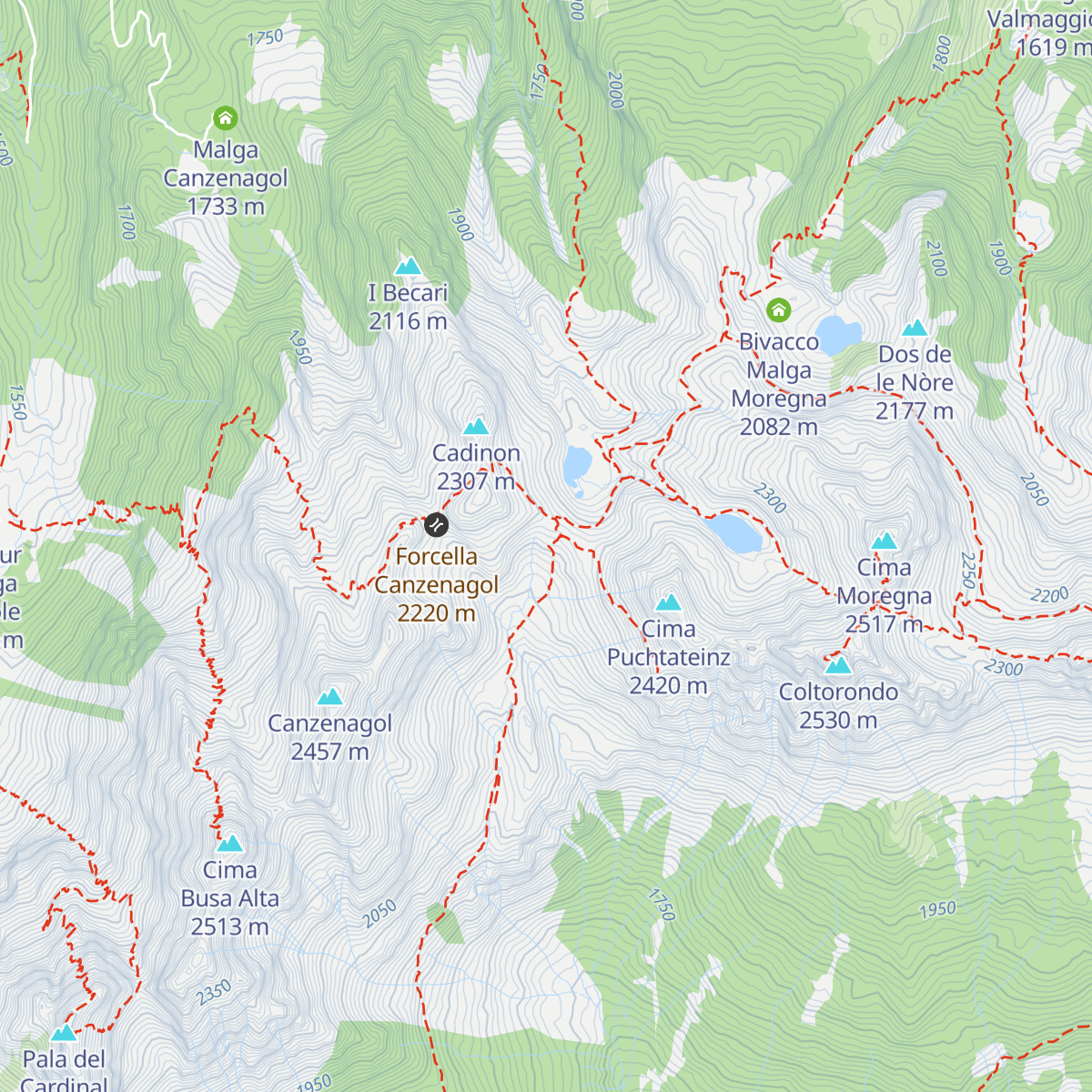 Bivacco Forcella Coldosè map
