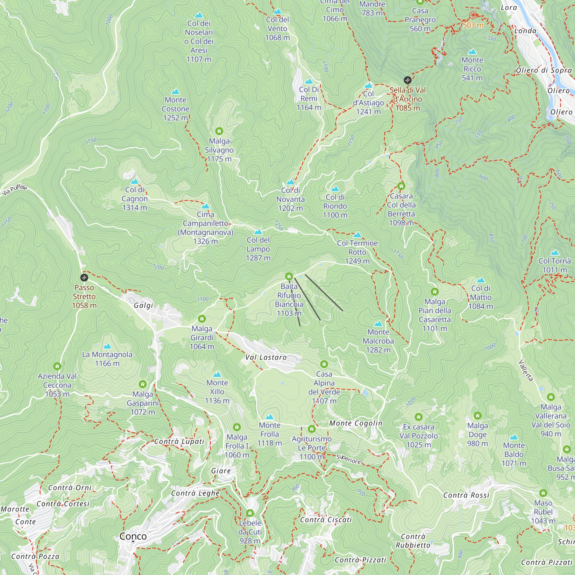Malga Biancoia map