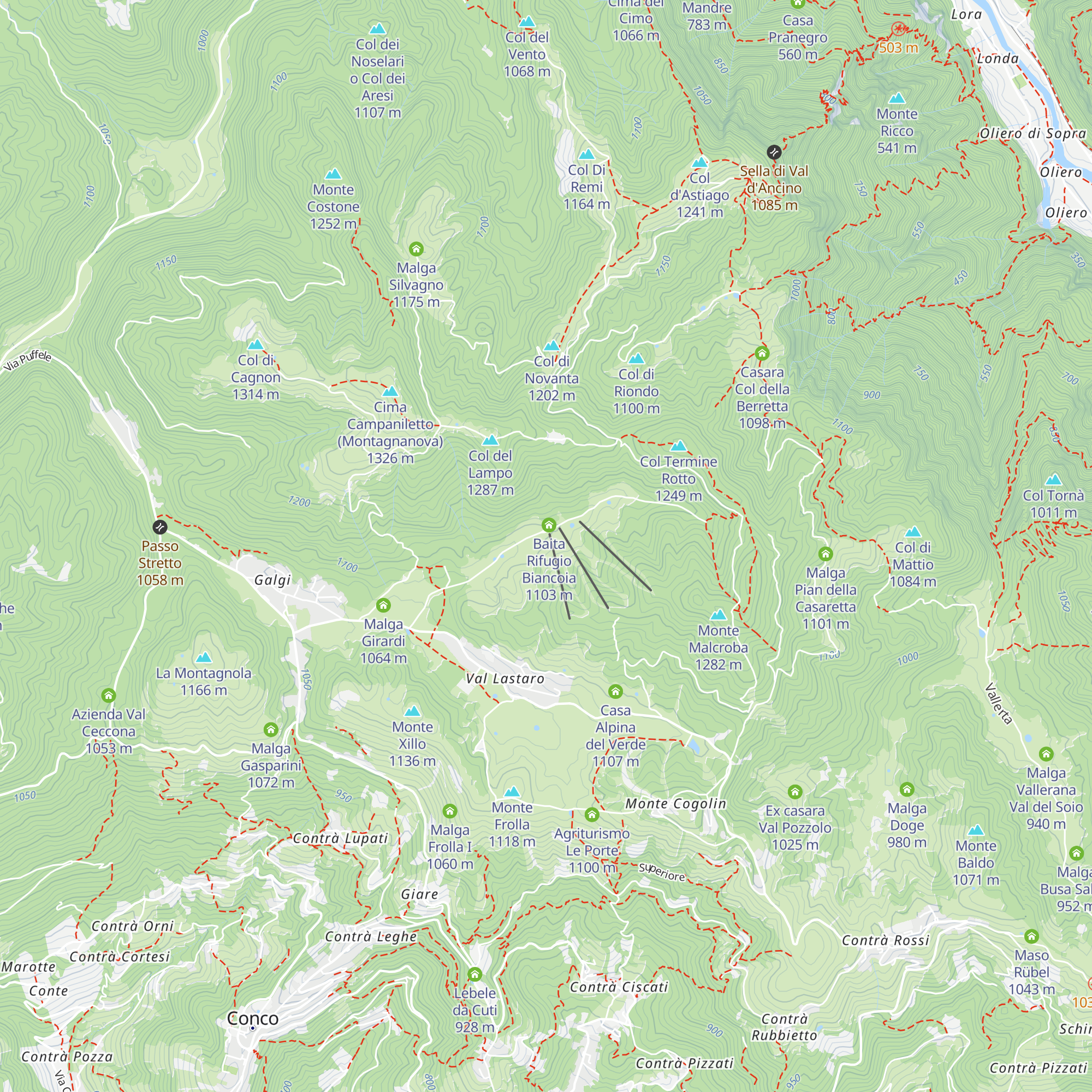 Malga Biancoia map