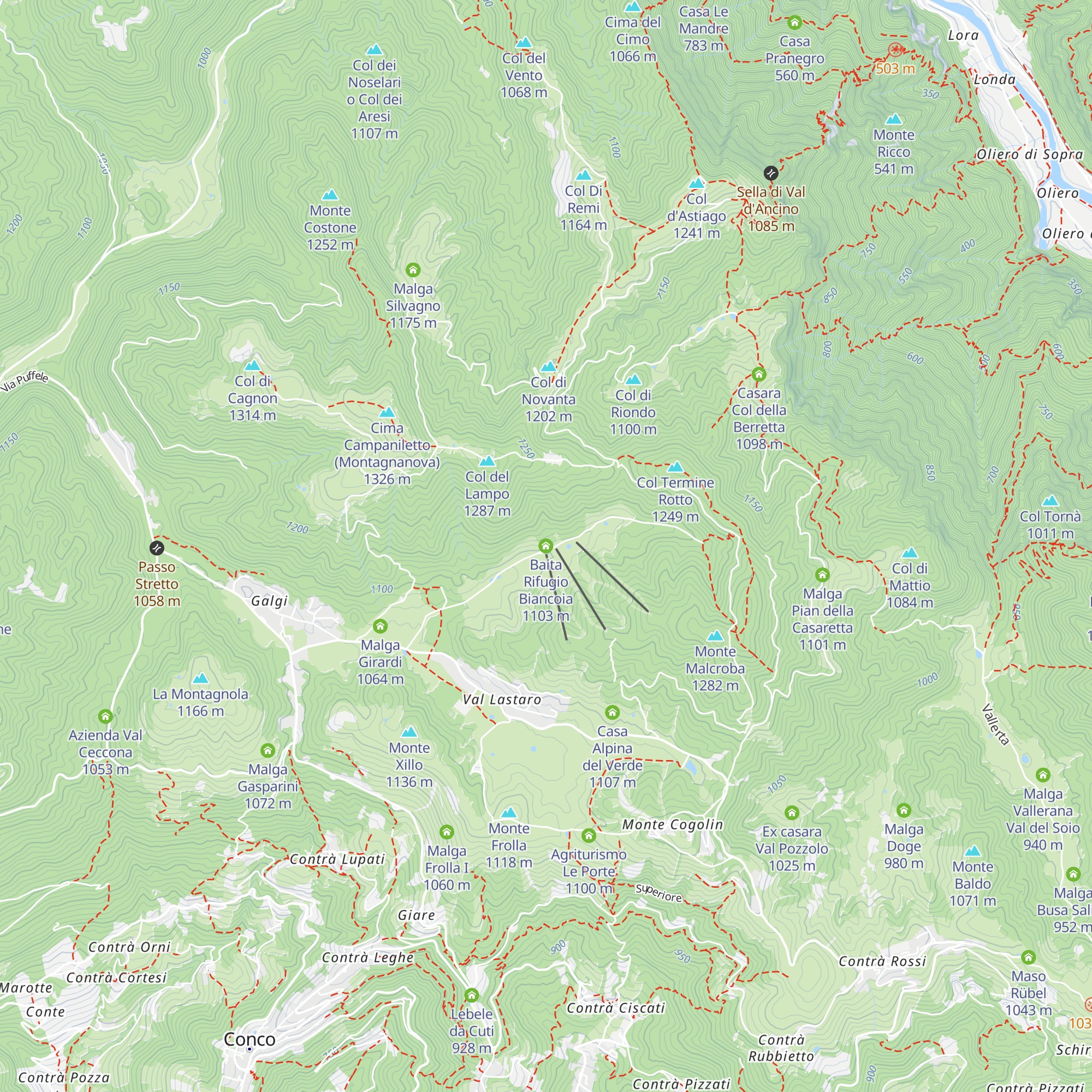 Baita Rifugio Biancoia map