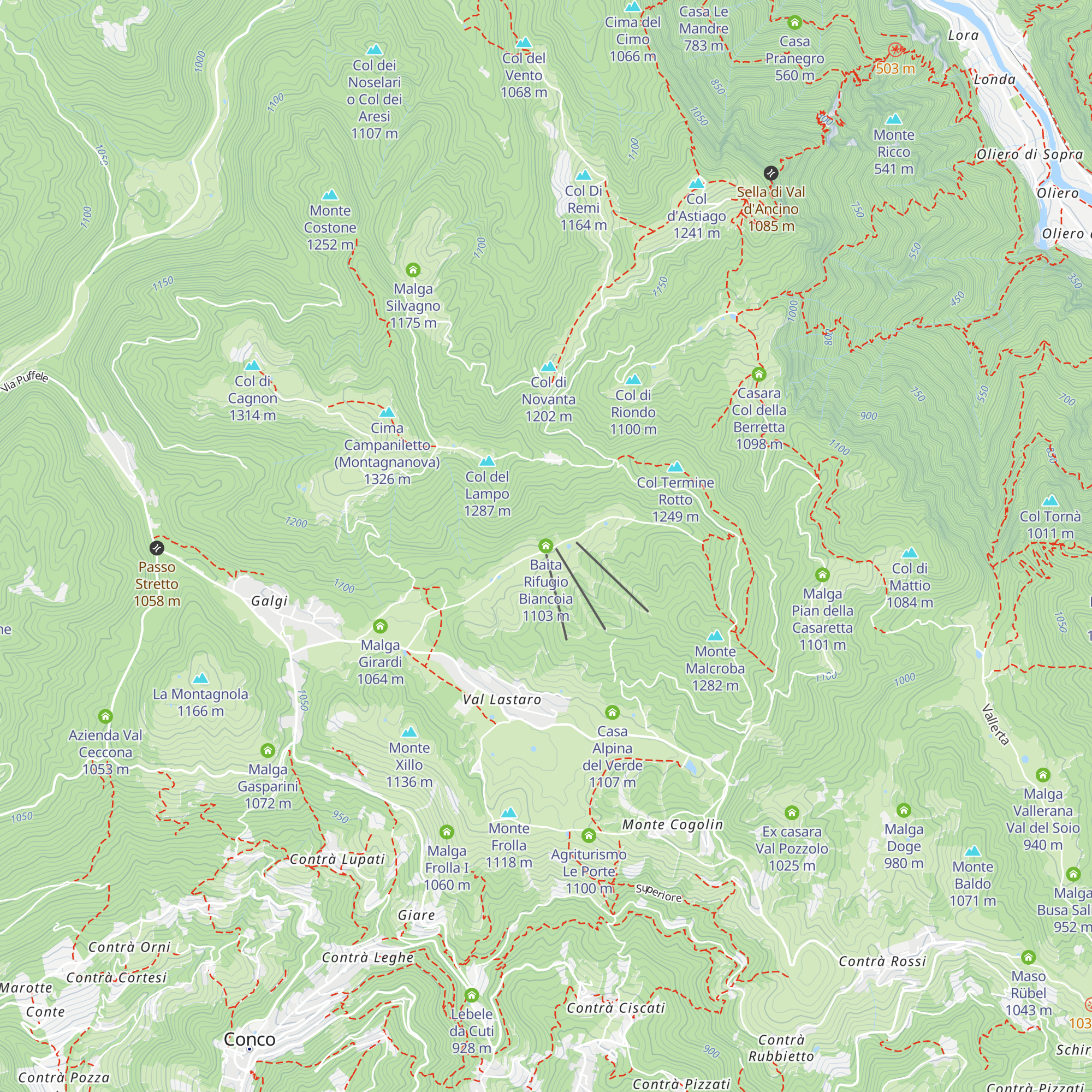 Baita Rifugio Biancoia map
