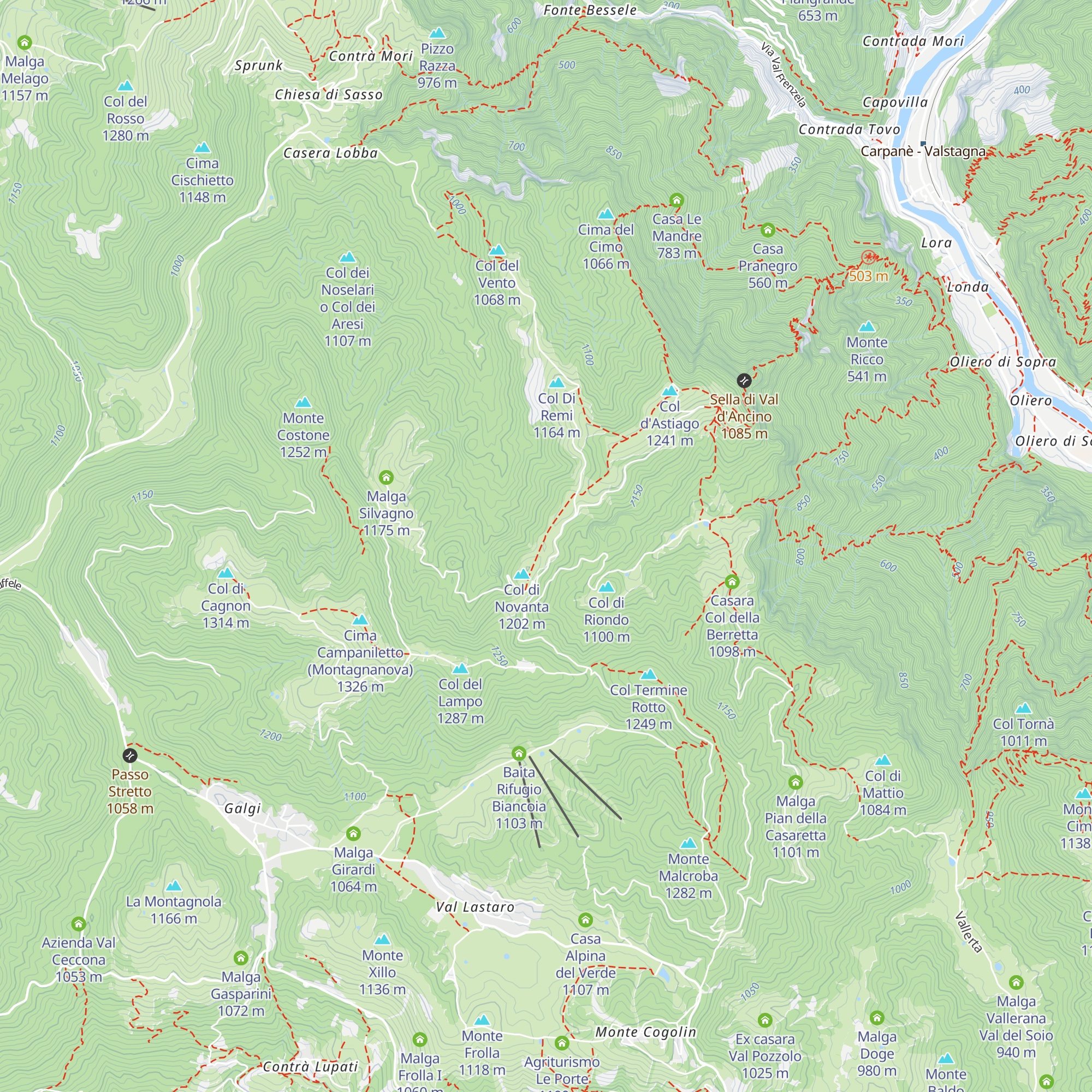 Malga Col di Novanta map