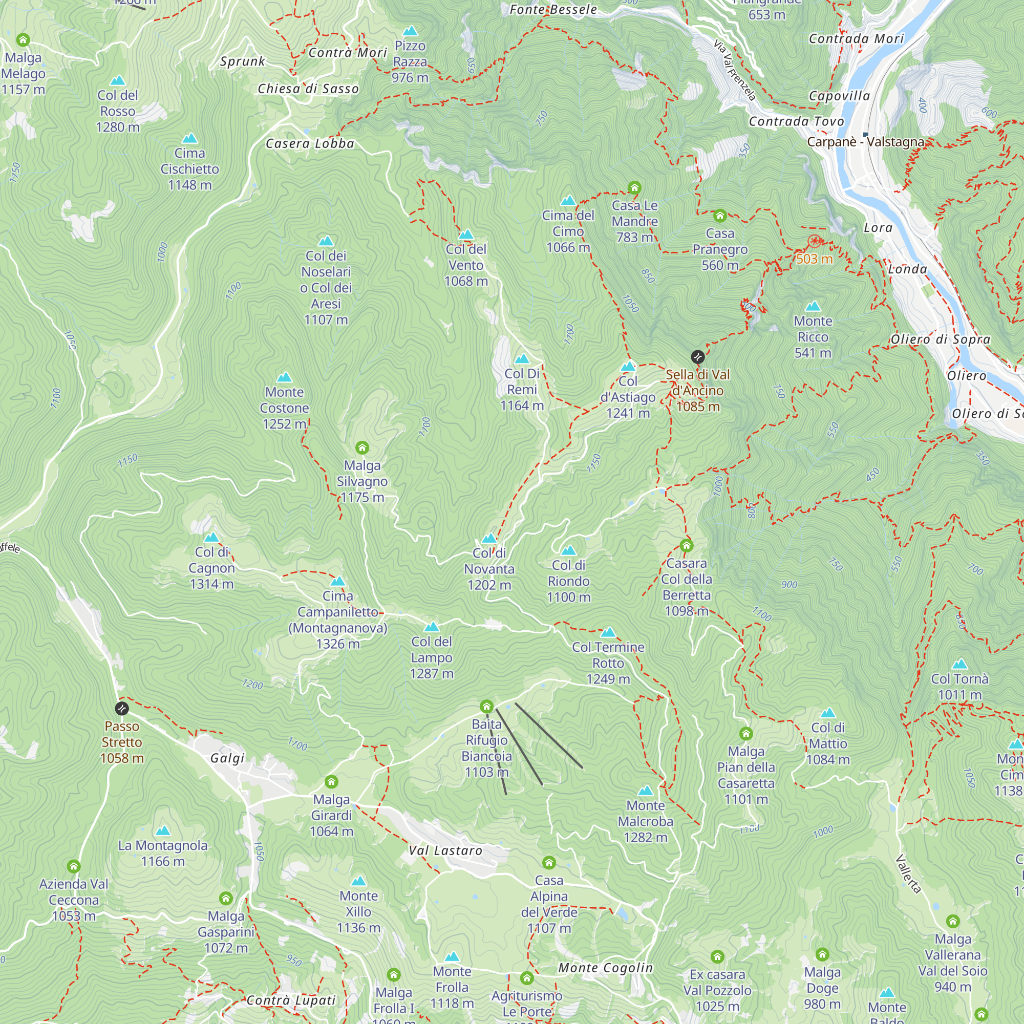 Malga Col di Novanta map