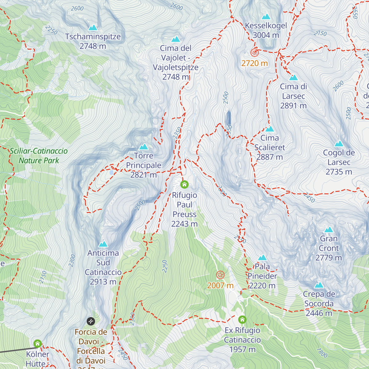 Rifugio Paul Preuss map