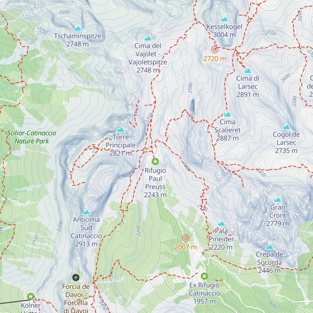 Rifugio Vajolet map