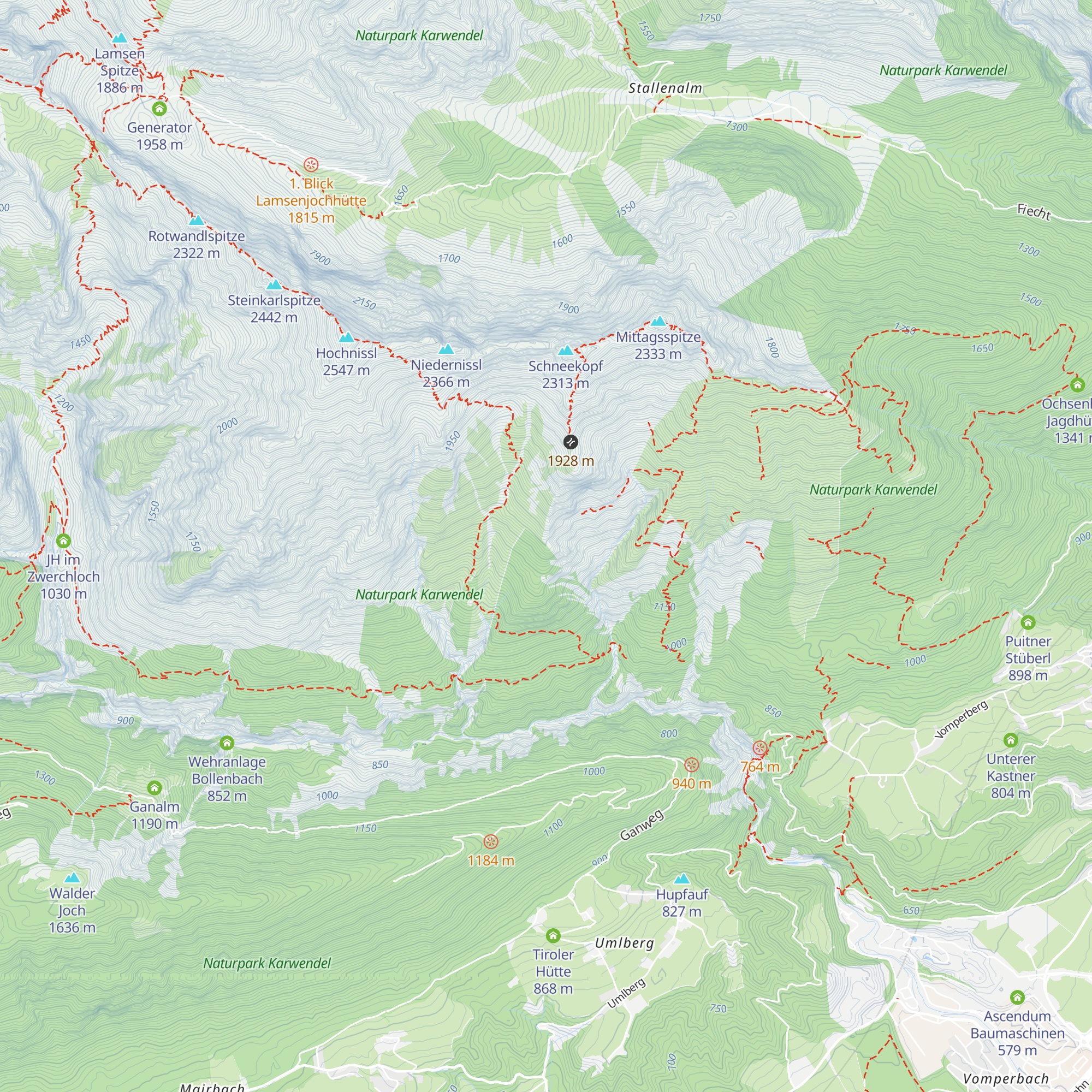 Jagdhütte Fleischbank map
