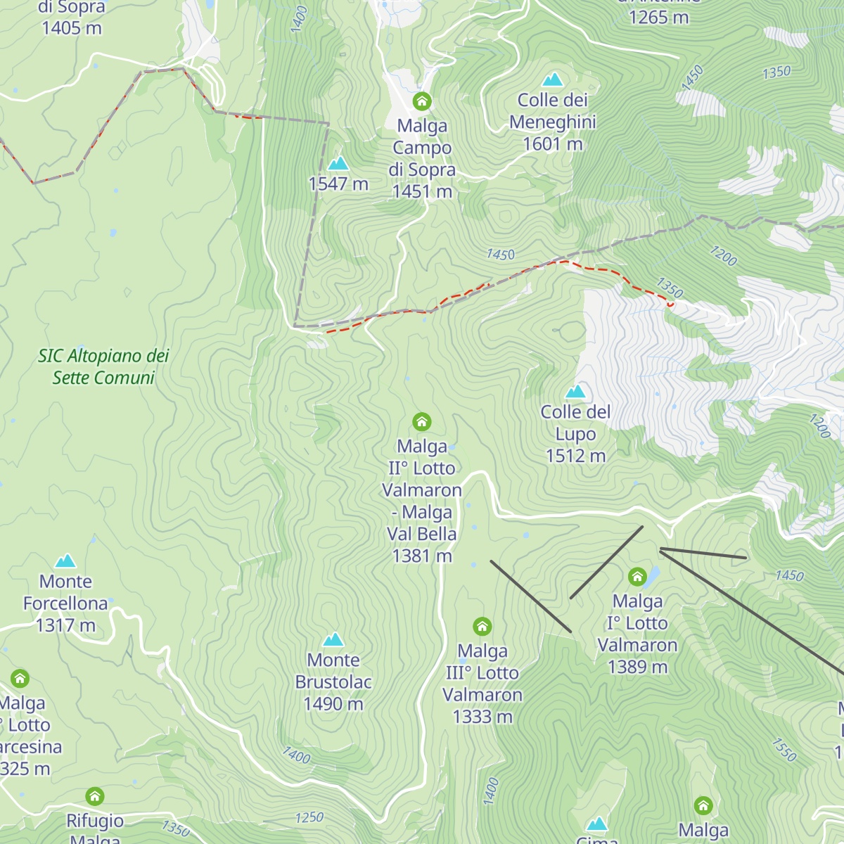 Malga II° Lotto Valmaron - Malga Val Bella map