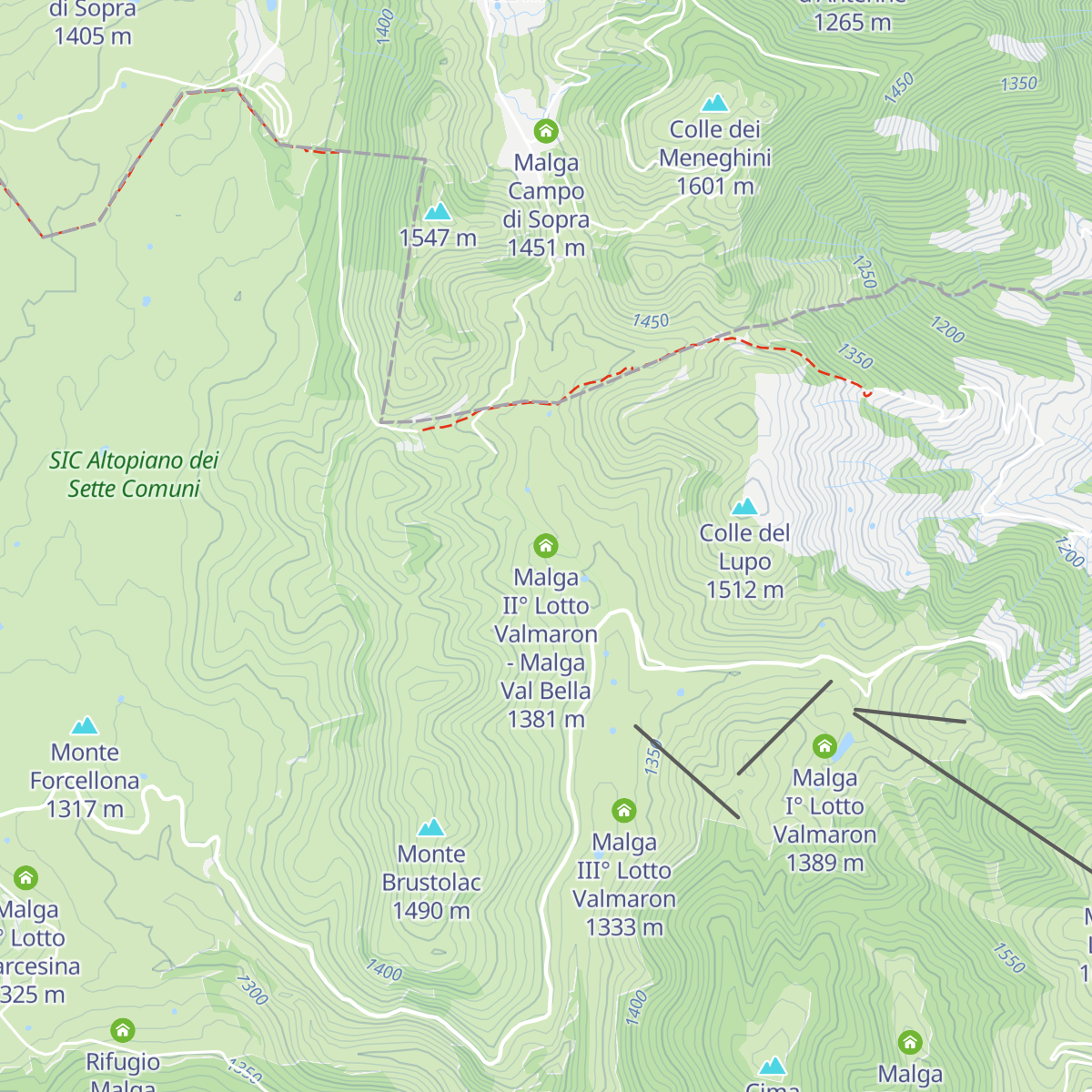 Malga II° Lotto Valmaron - Malga Val Bella map