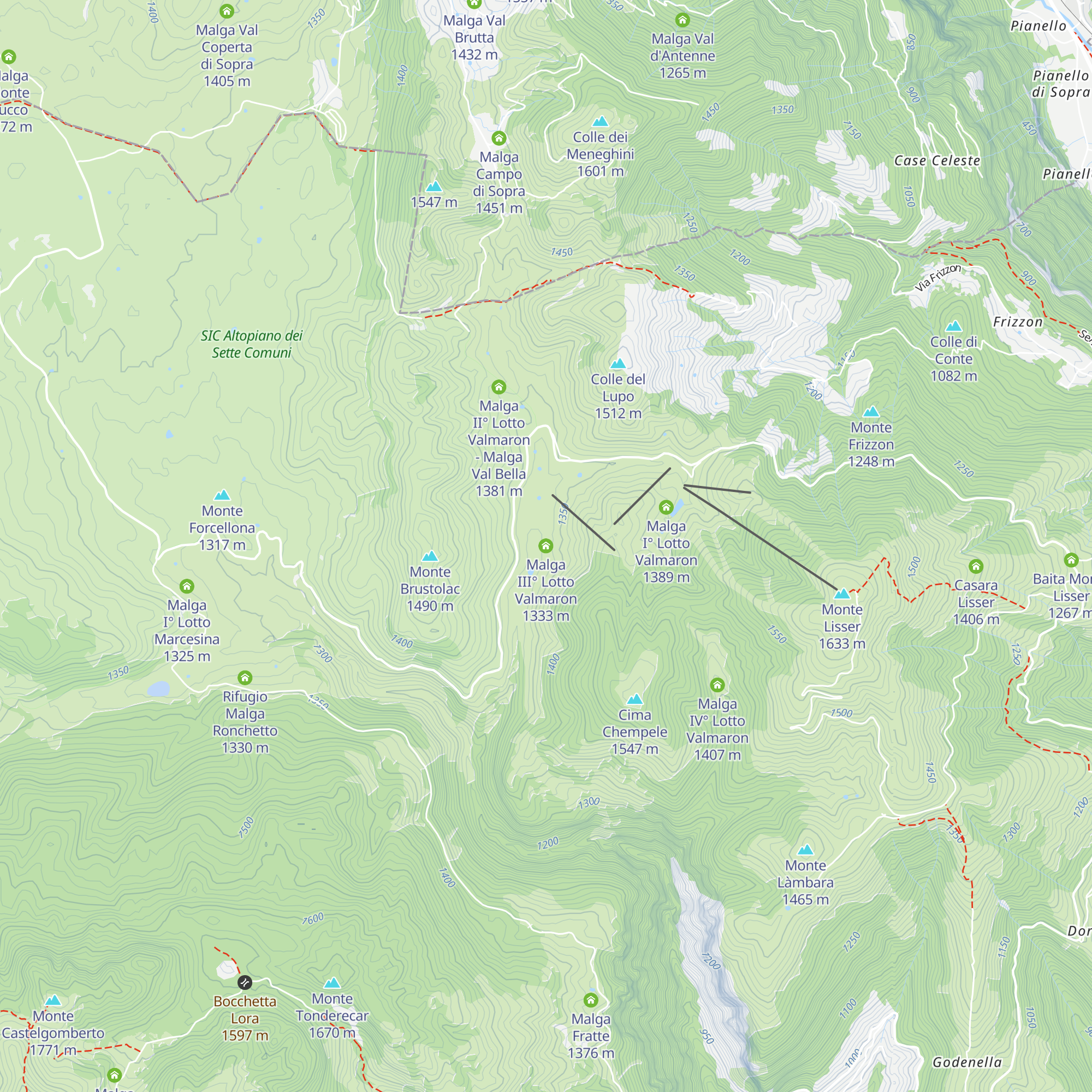 Malga III° Lotto Valmaron map