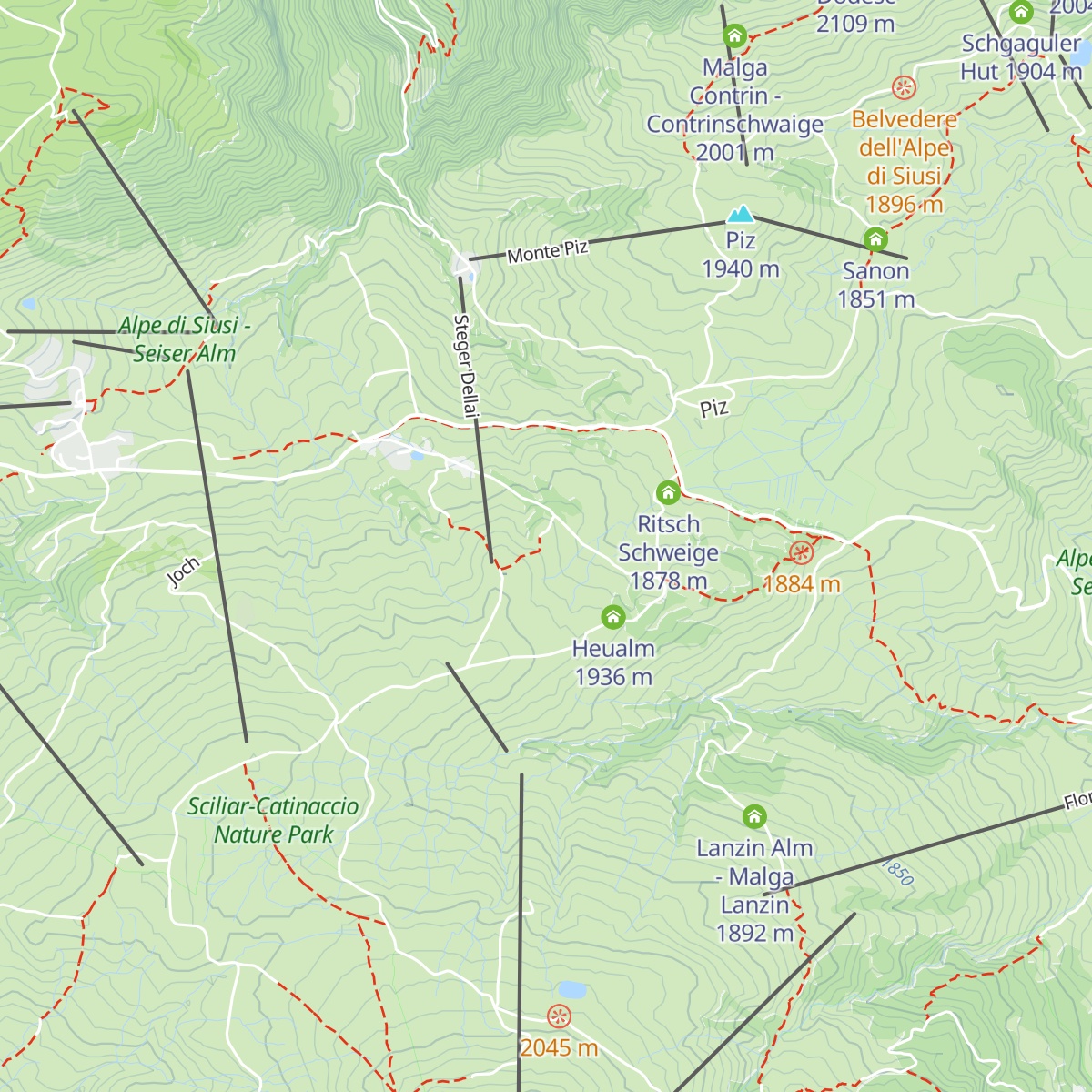 Tuene Hütte- Baita Tuene map