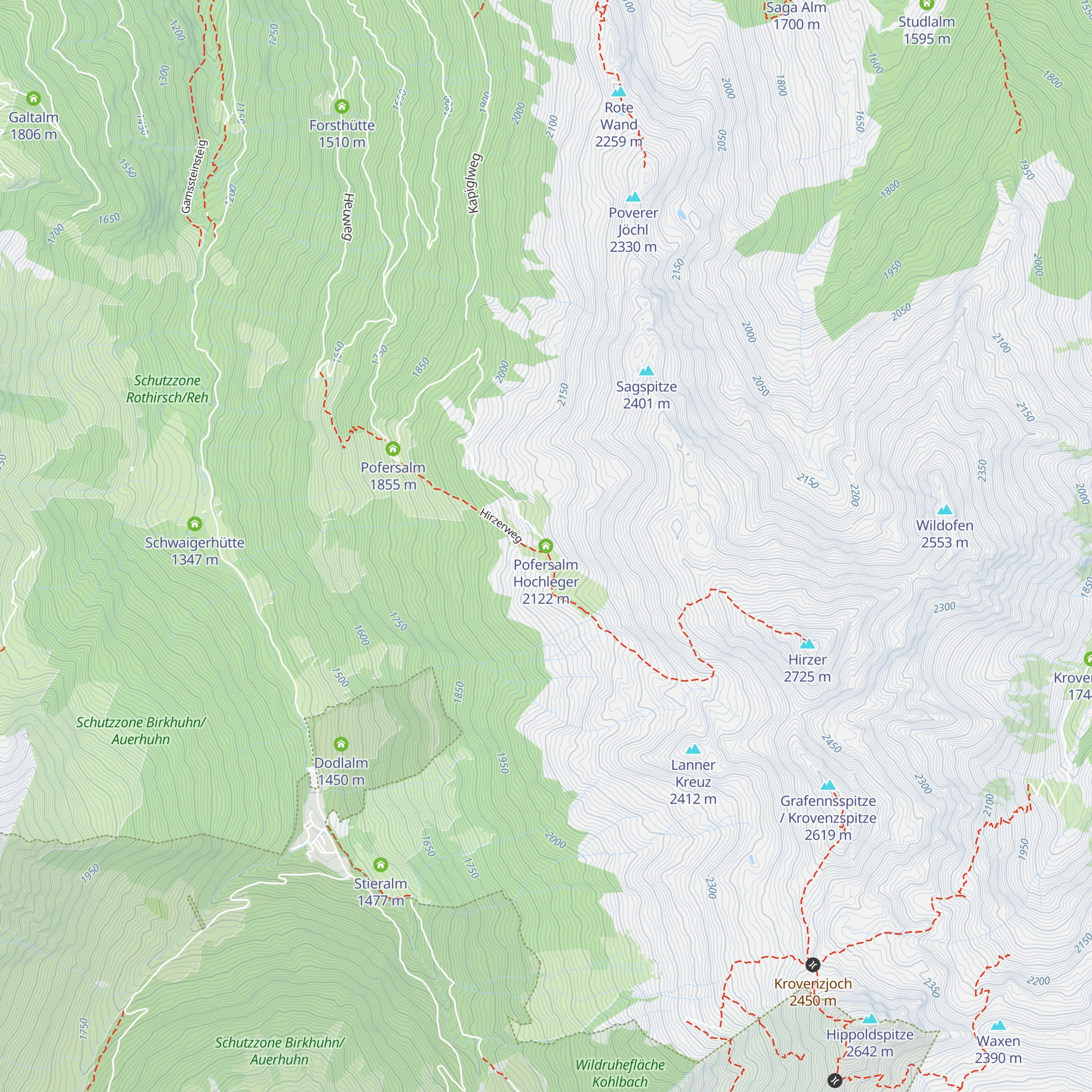 Pofersalm Hochleger map
