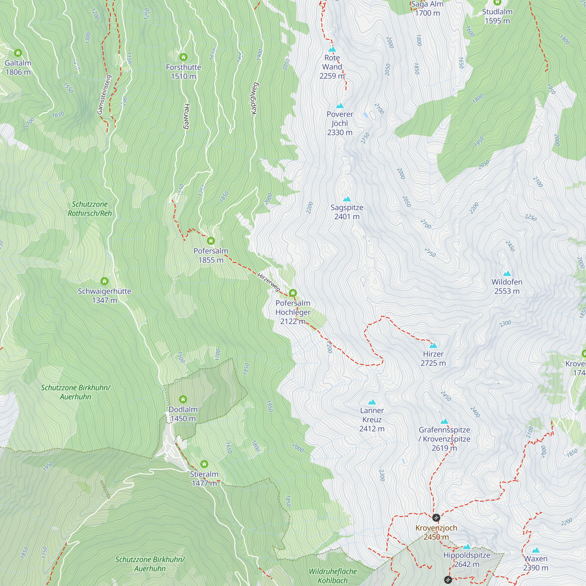 Pofersalm Hochleger map