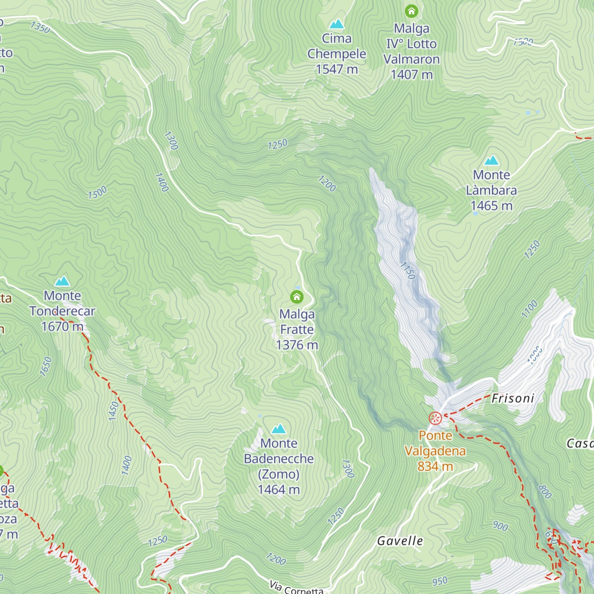 Malga Fratte map