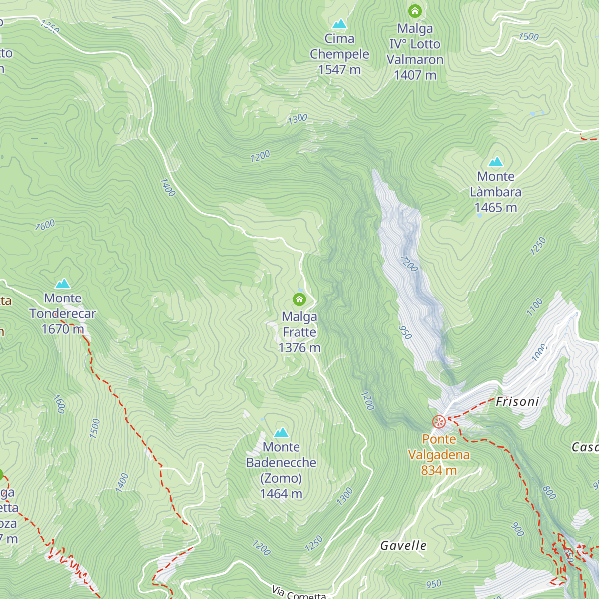 Malga Fratte map