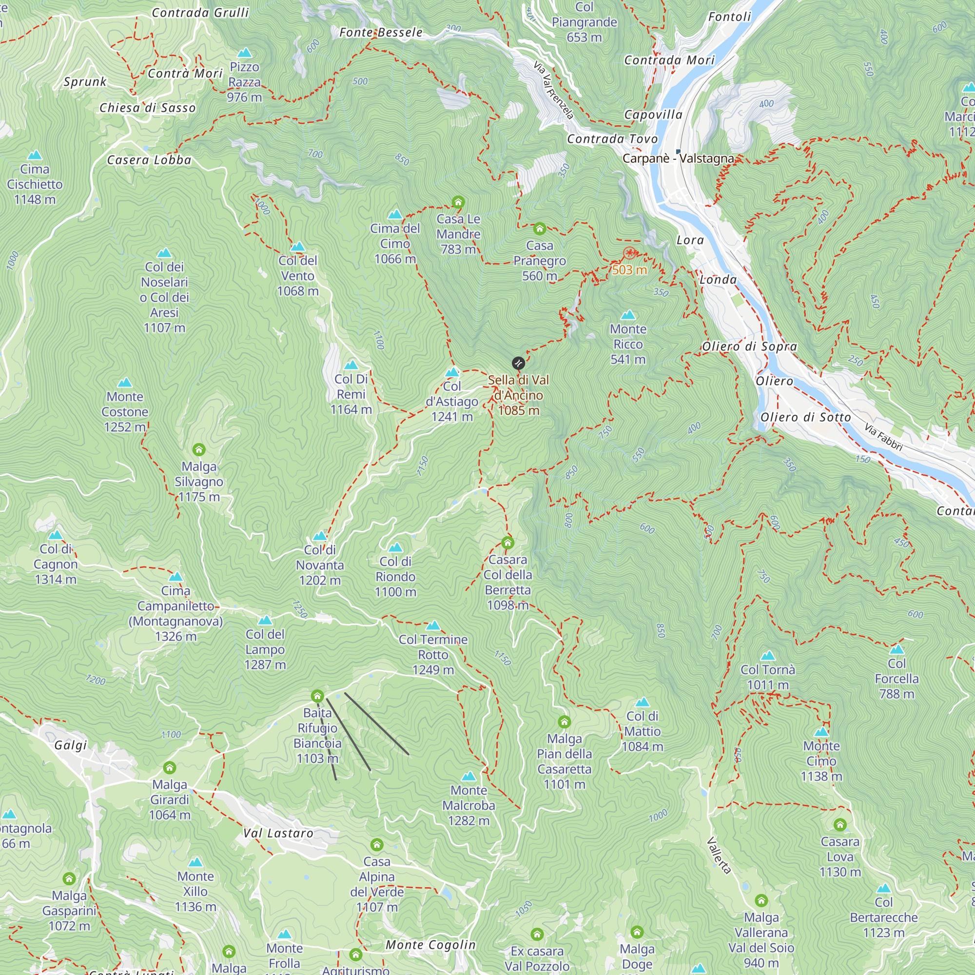Malga Le Pozzette map