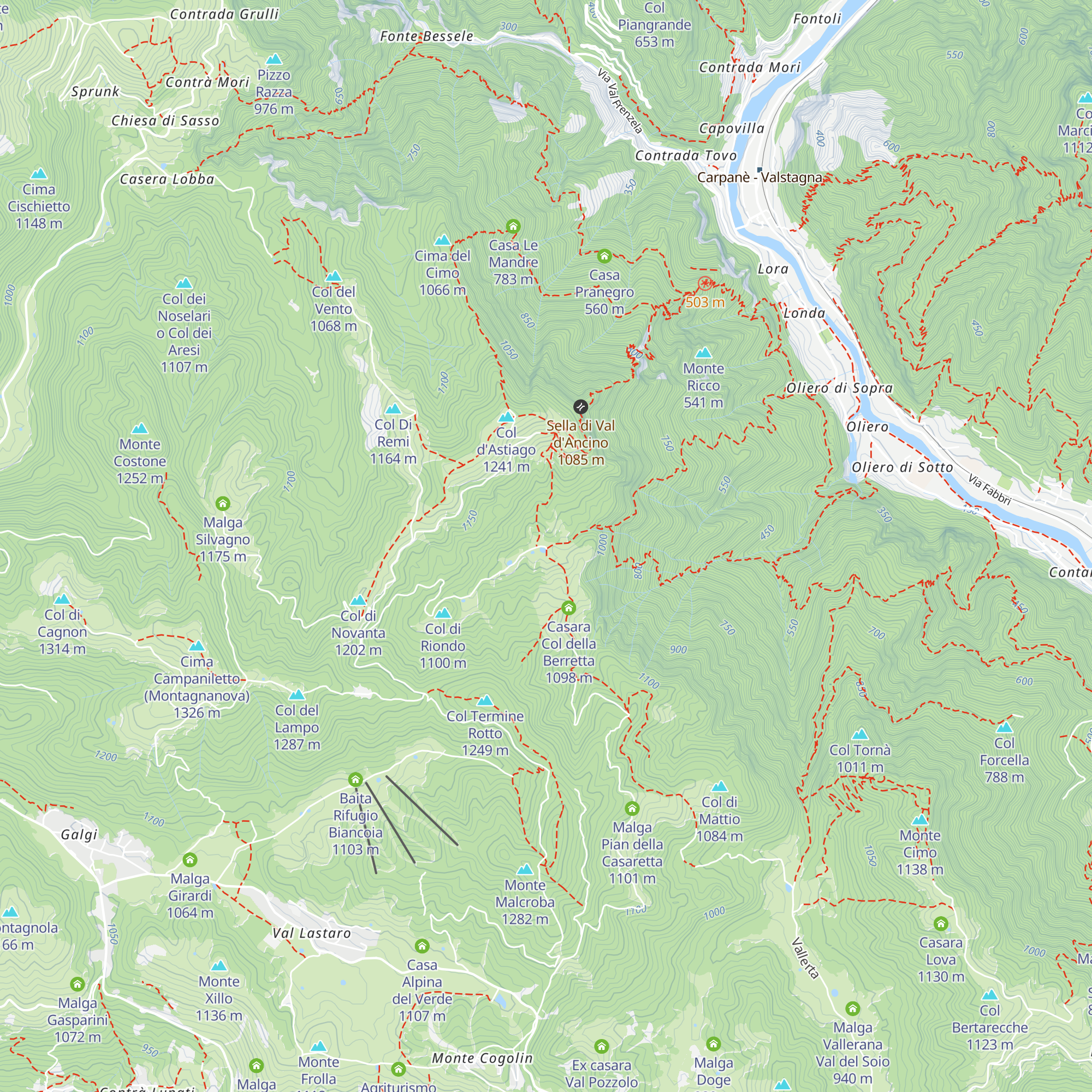 Malga Le Pozzette map