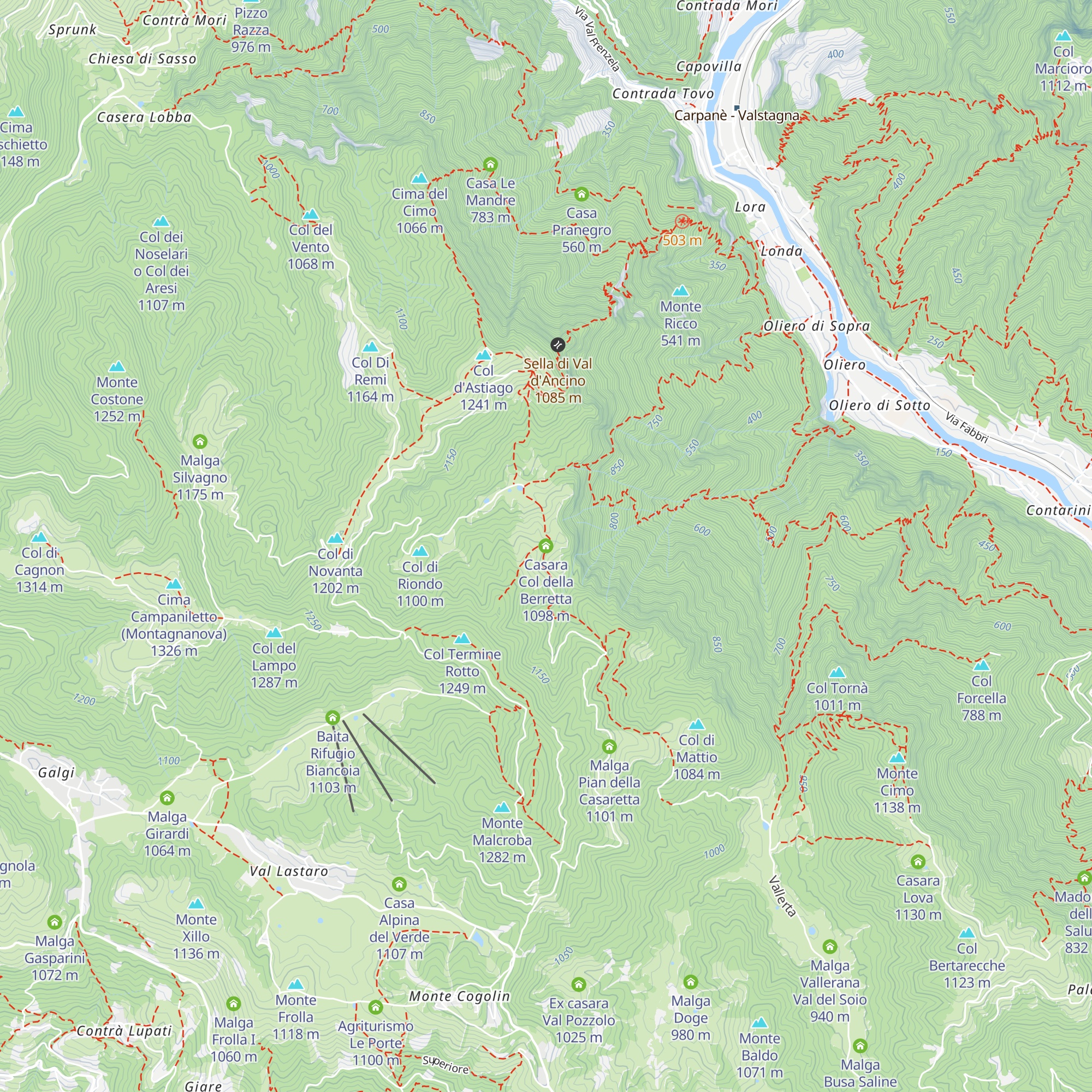 Casara Col della Berretta map