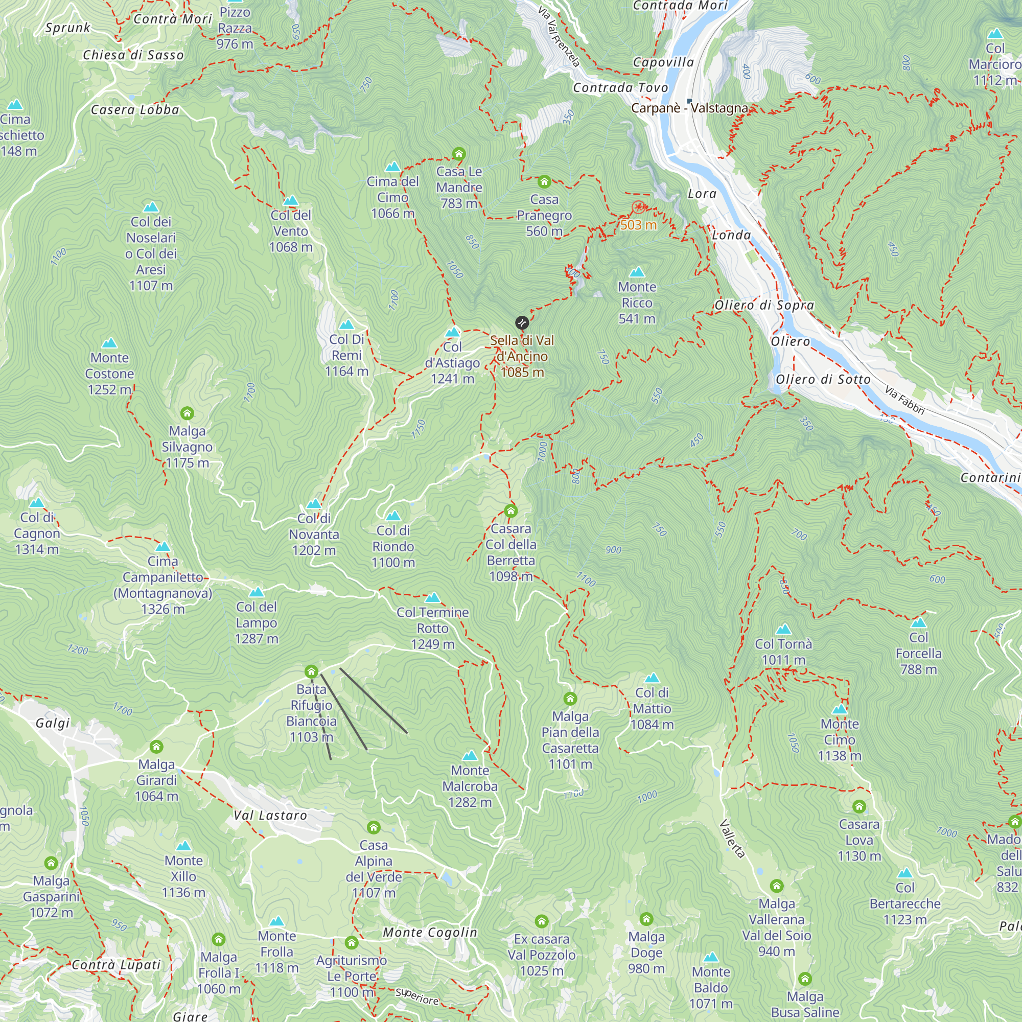 Casara Col della Berretta map