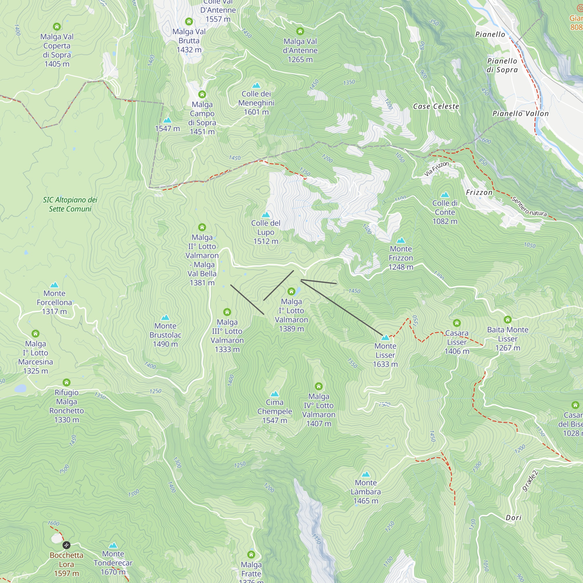 Malga I° Lotto Valmaron map