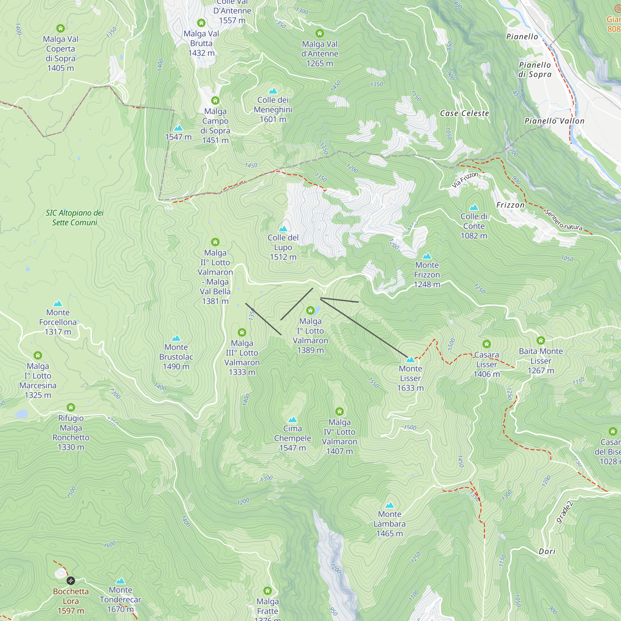 Malga I° Lotto Valmaron map