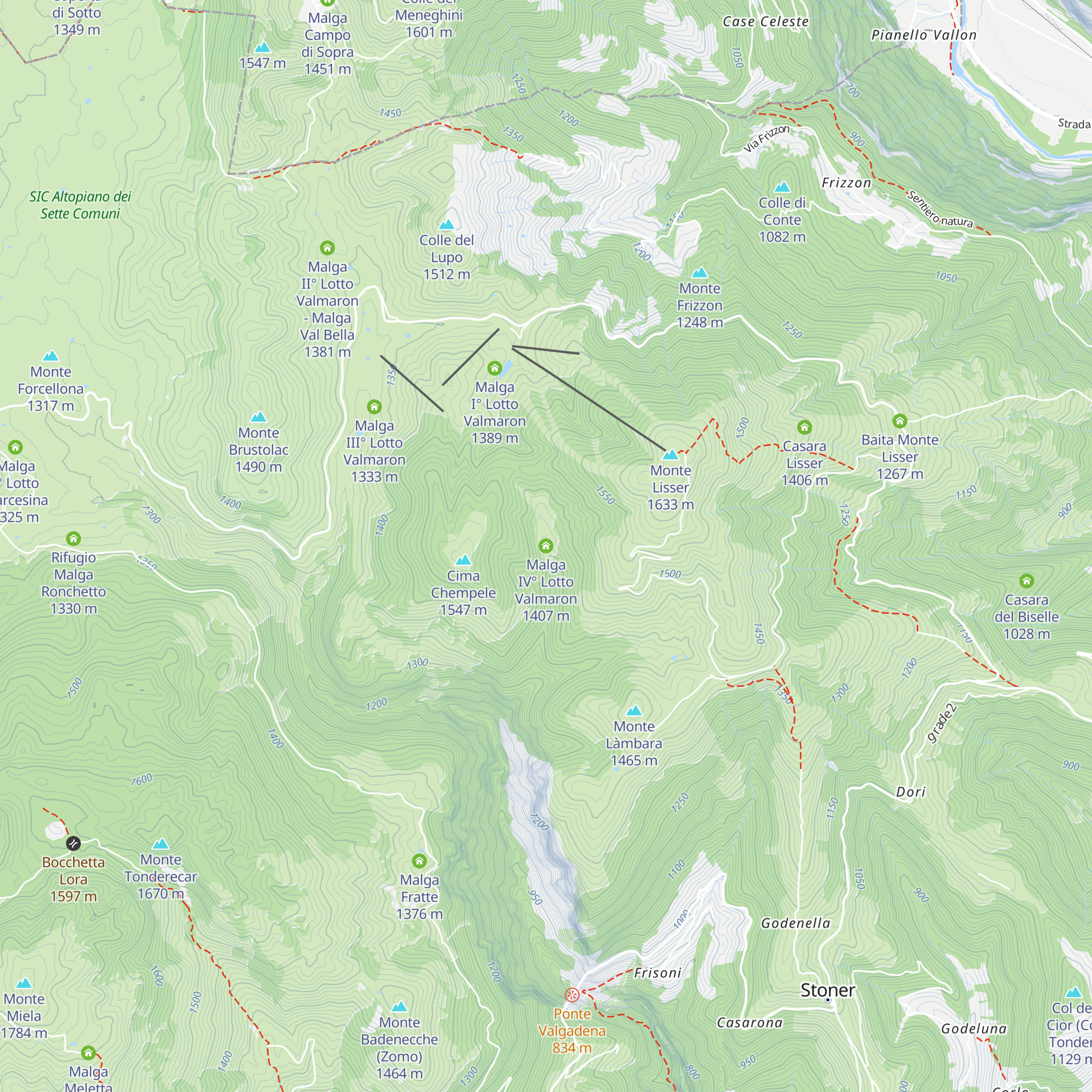 Malga IV° Lotto Valmaron map