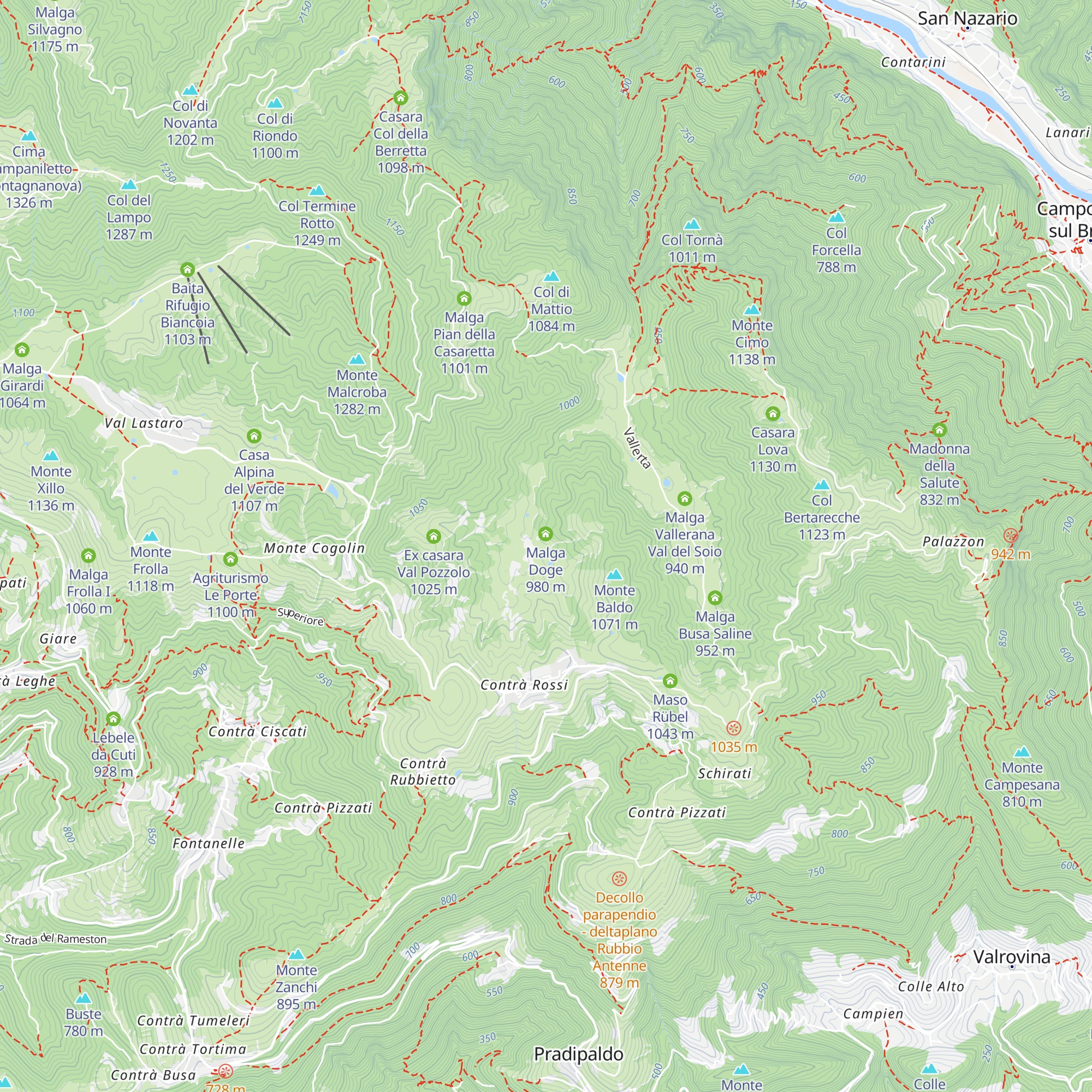 Malga Pozzolo map
