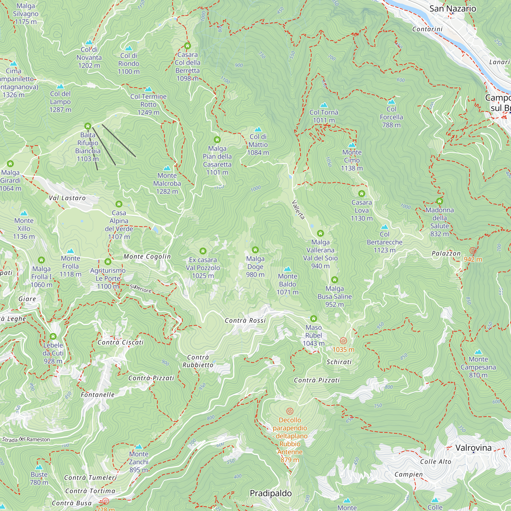 Malga Pozzolo map