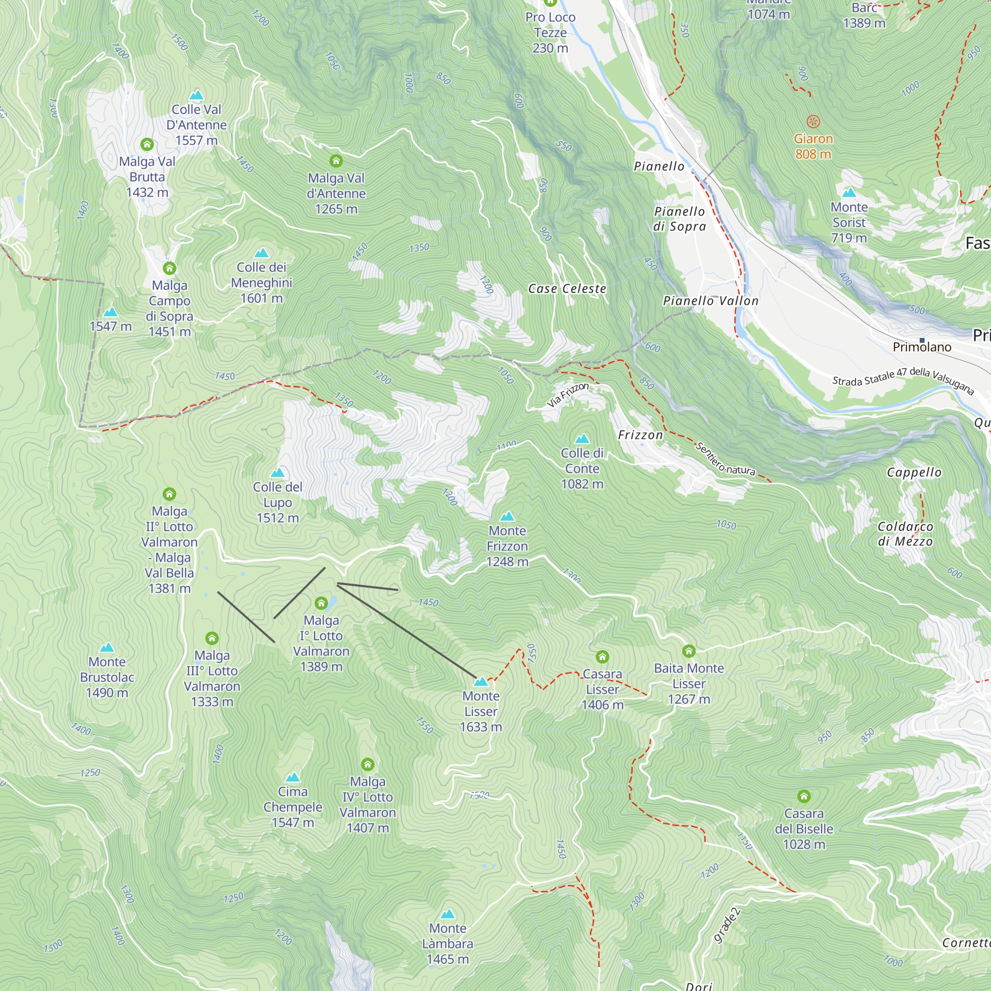 Malga Agostini map