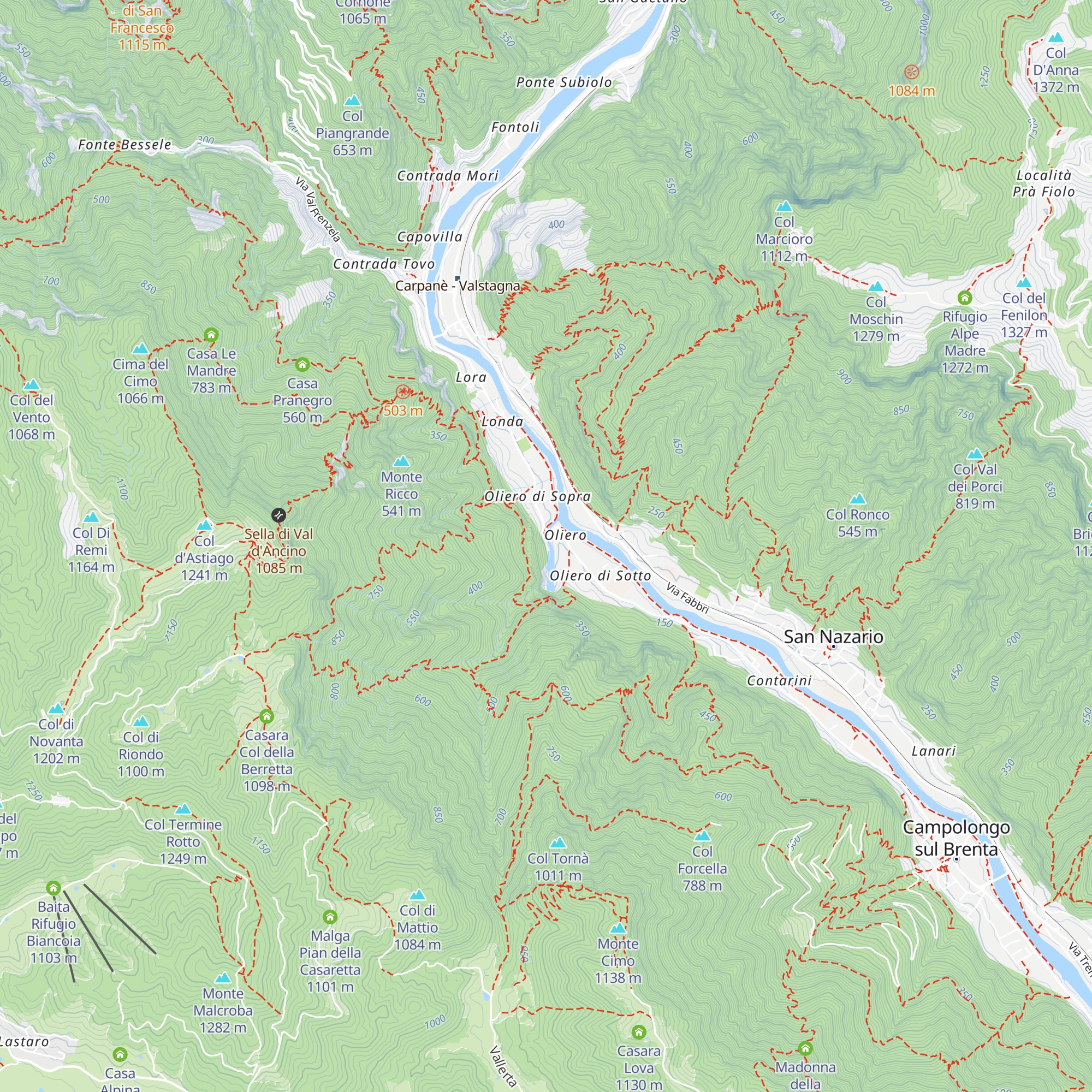 Grotte di Oliero €12 map