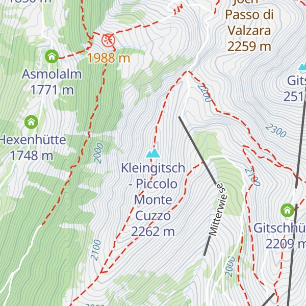 Map of Kleingitsch - Piccolo Monte Cuzzo