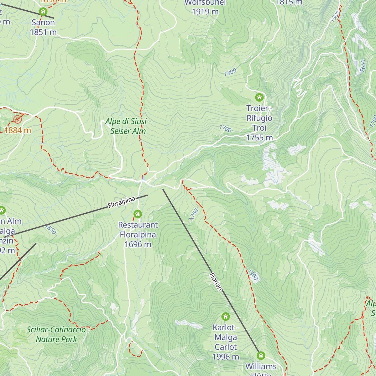 Saltner Hütte - Malga Saltner map