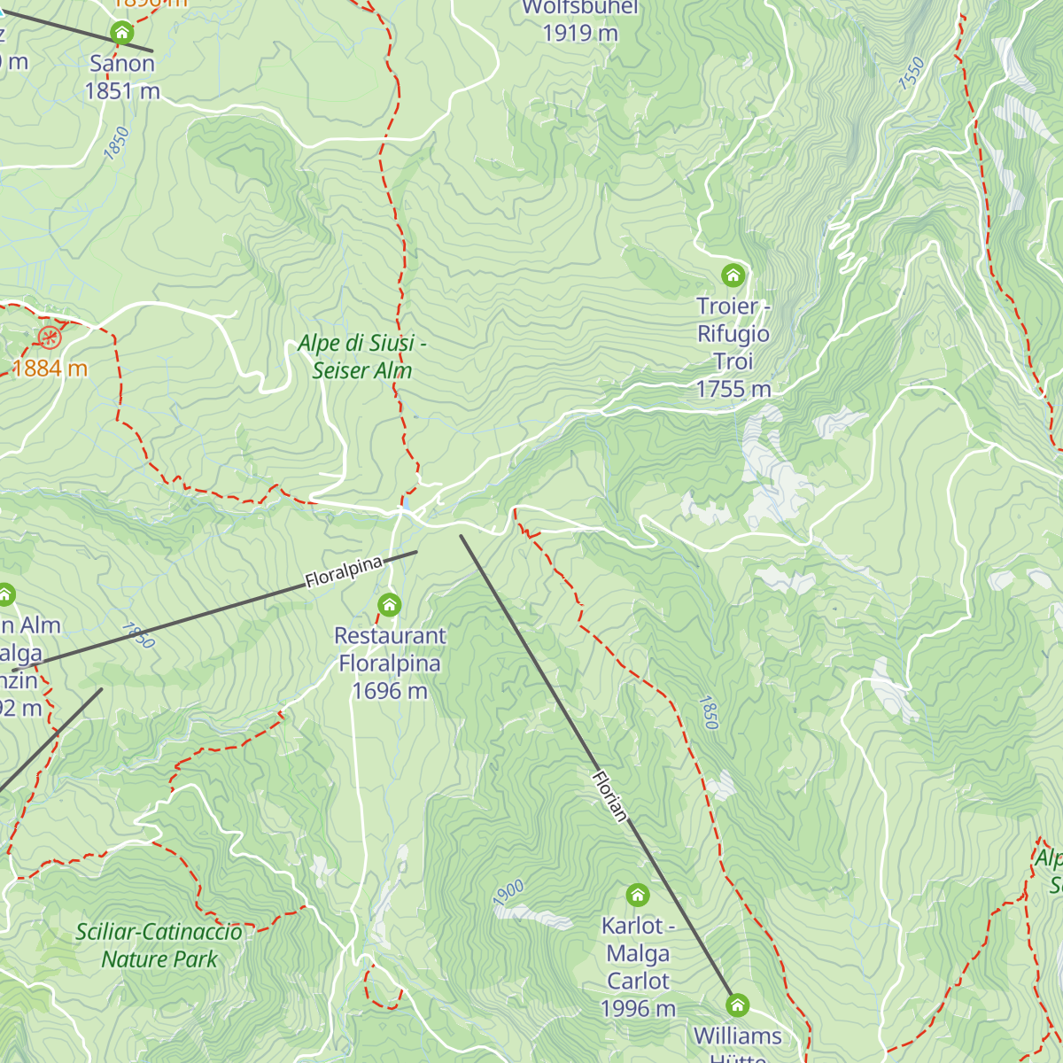 Saltner Hütte - Malga Saltner map