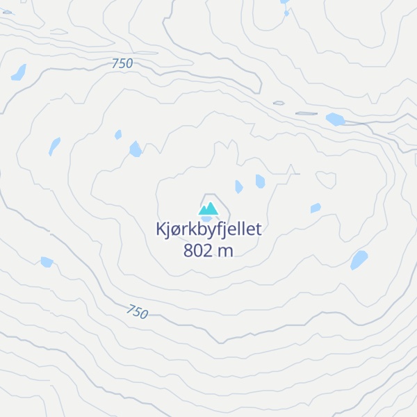 Map of Kjørkbyfjellet