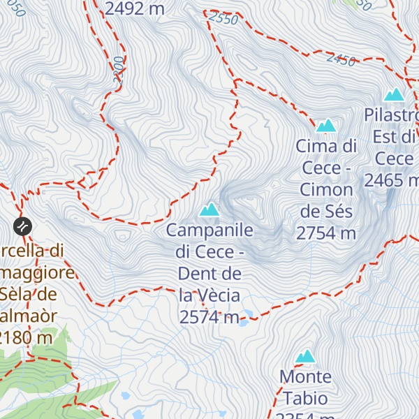 Map of Campanile di Cece - Dent de la Vècia