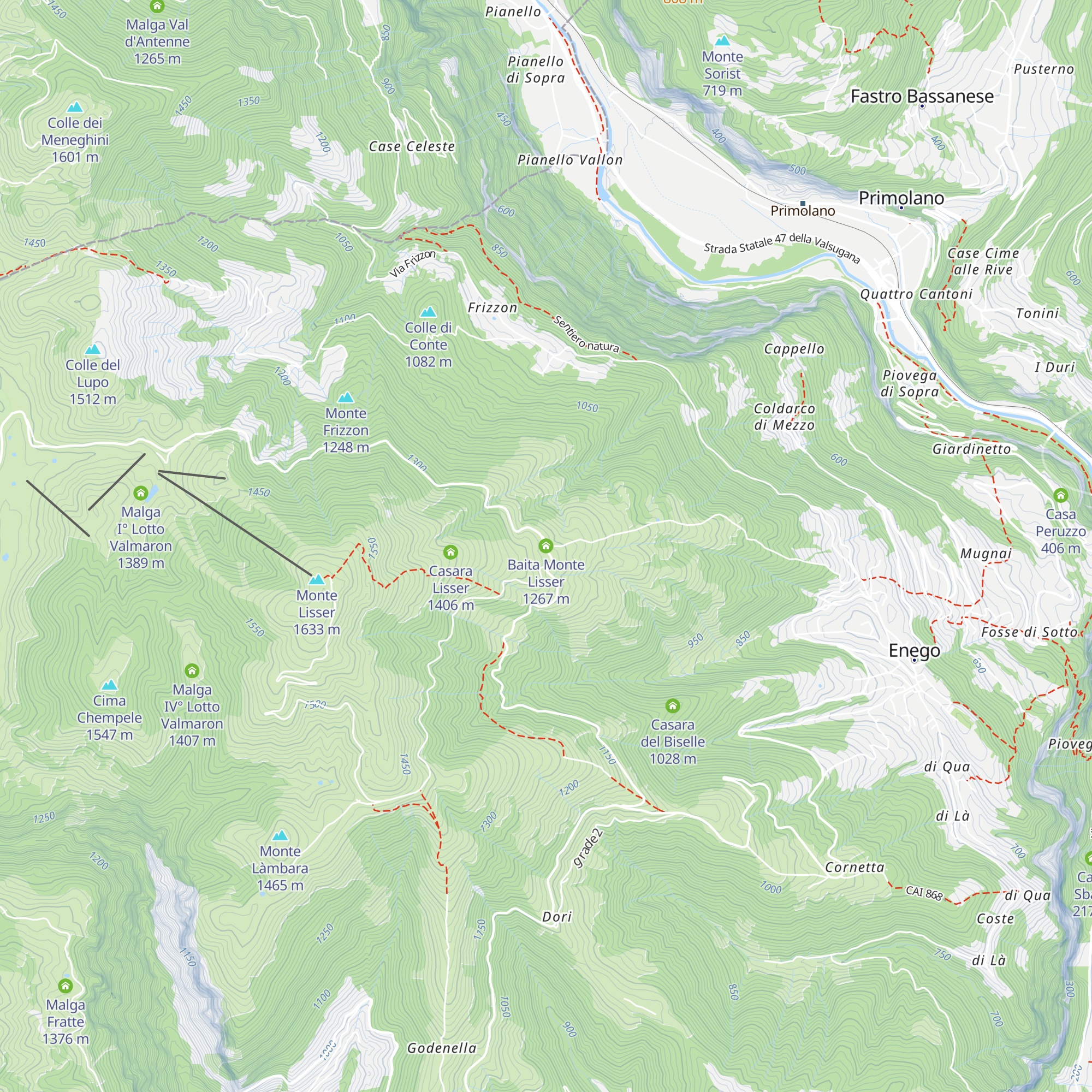 Baita Monte Lisser map