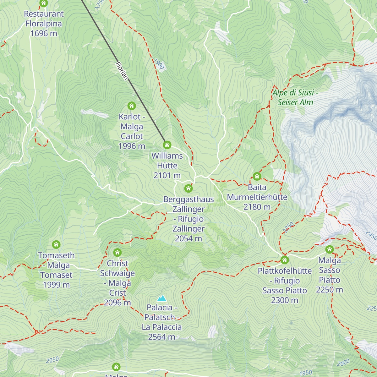 Berggasthaus Zallinger - Rifugio Zallinger map