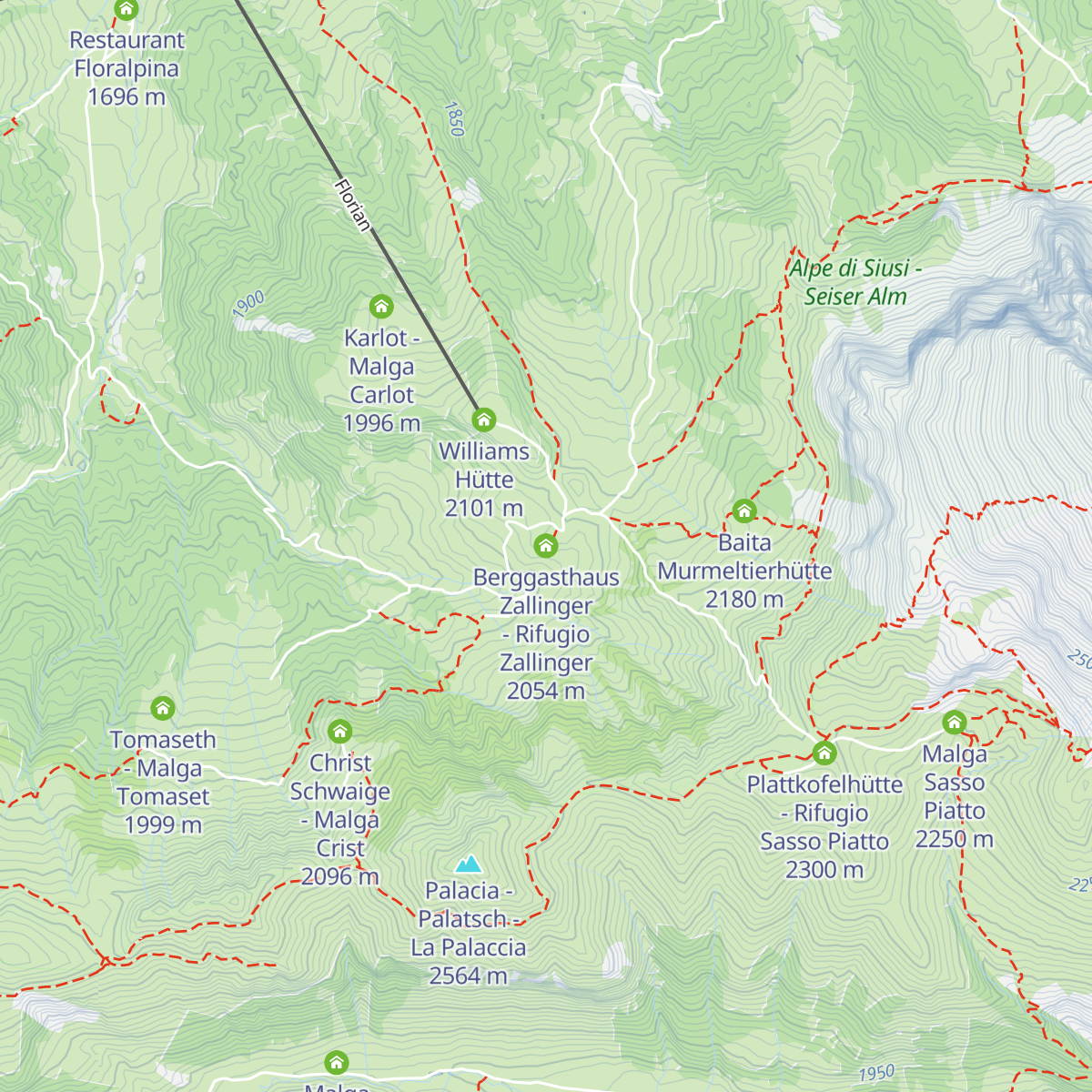 Berggasthaus Zallinger - Rifugio Zallinger map