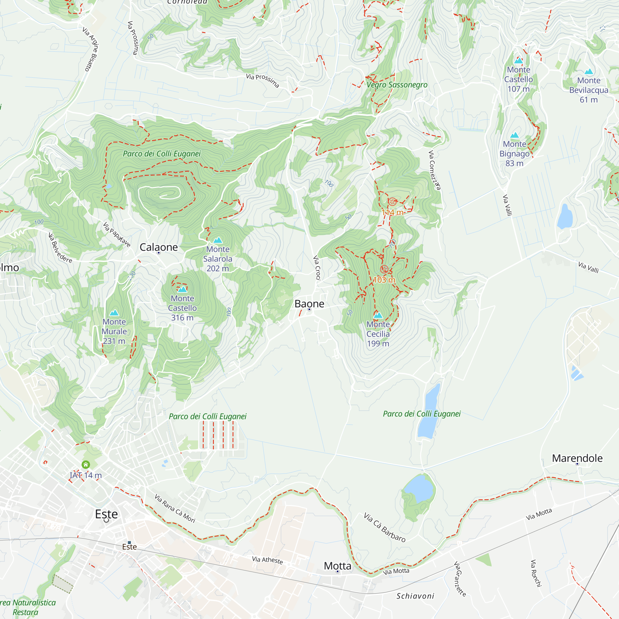 Parco Regionale dei Colli Euganei map