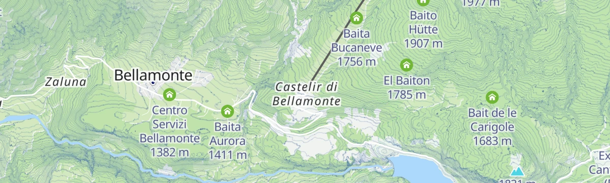 Map of the start of Stage 1 Dolomiti Family Trek King - On the wings of adventure