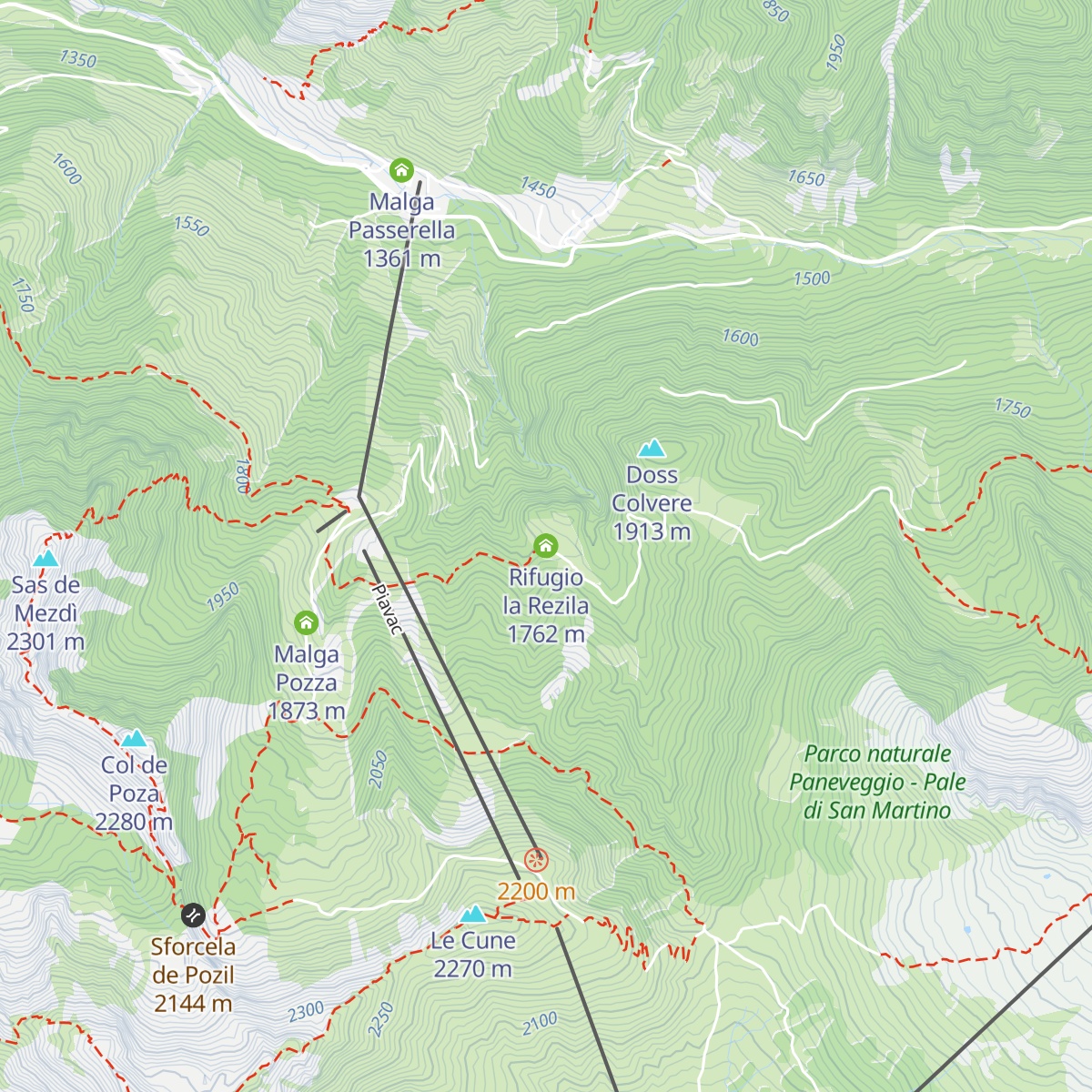 Rifugio la Rezila map