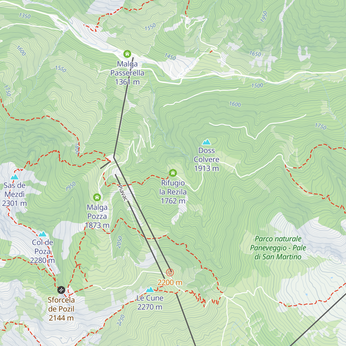 Rifugio la Rezila map
