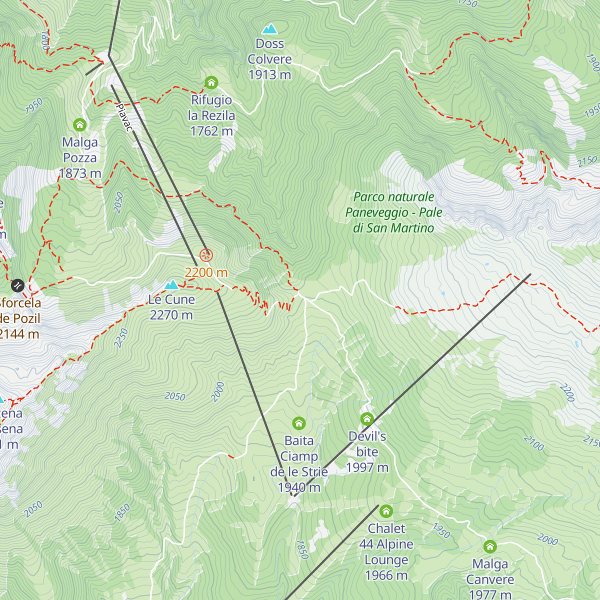 Rifugio Passo Lusia map