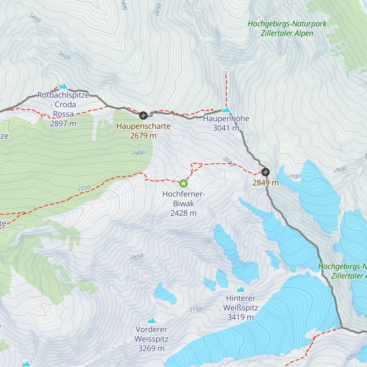 Hochferner-Biwak map