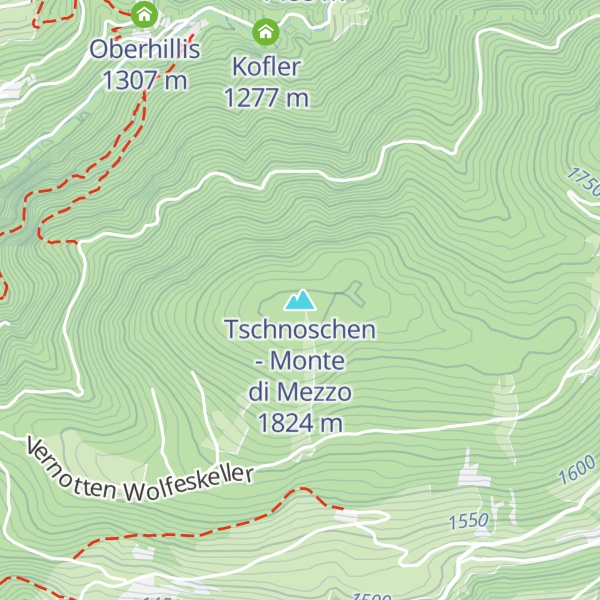 Map of Tschnoschen - Monte di Mezzo