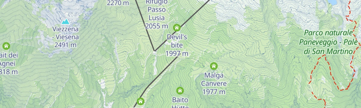 Map of the start of Lago di Bocche