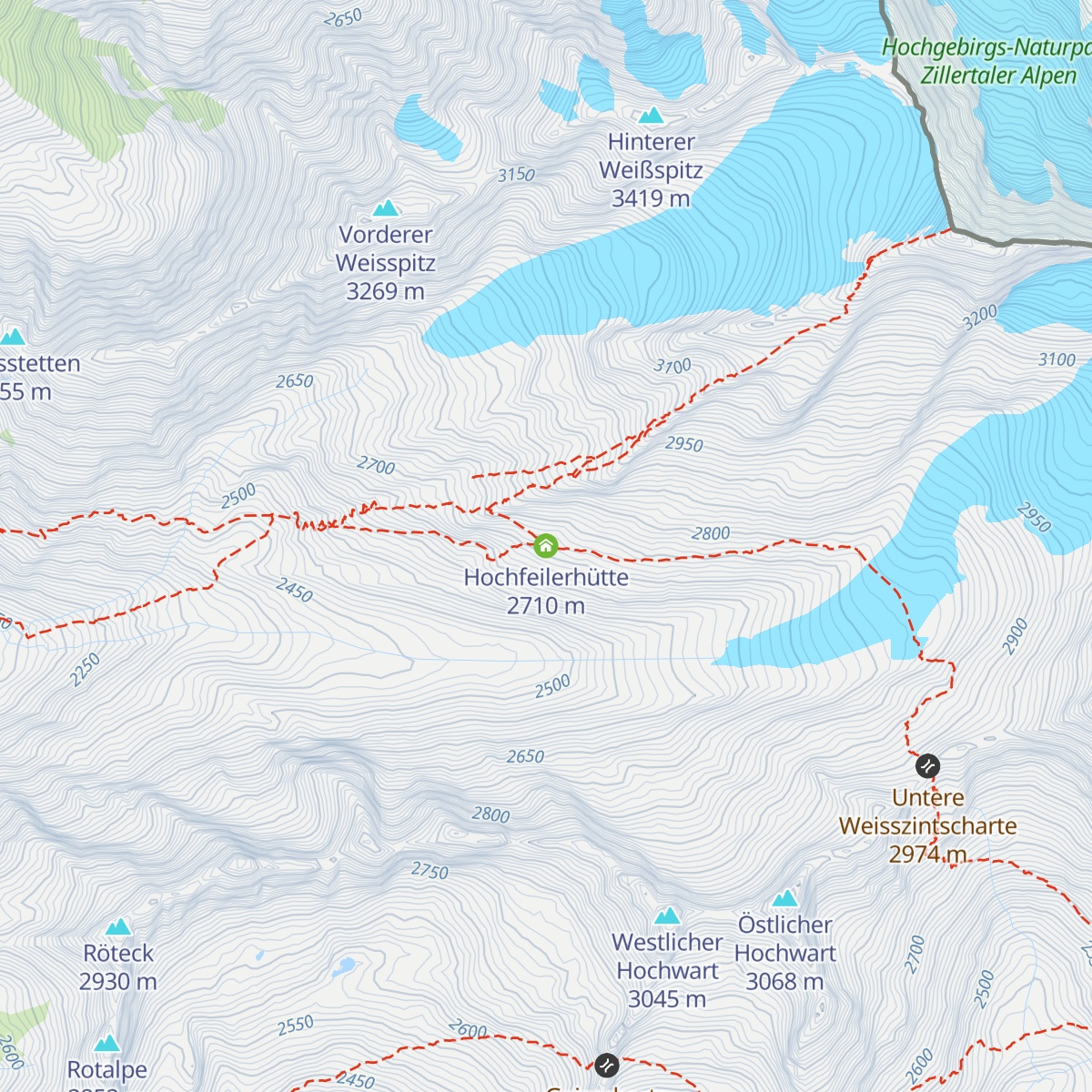 Hochfeilerhütte map