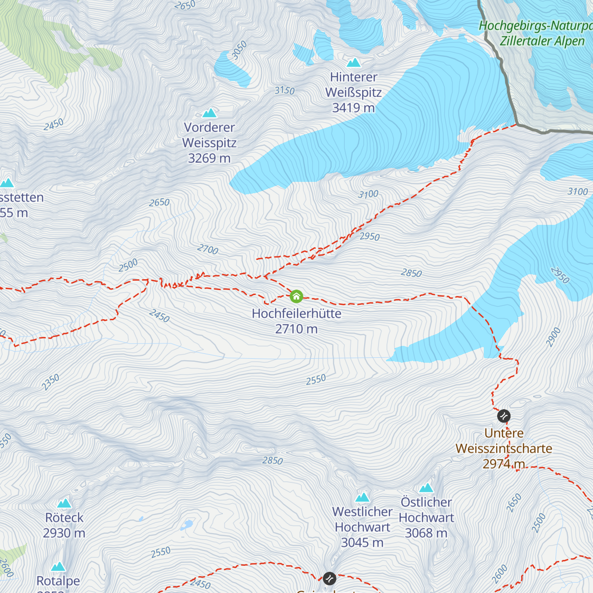 Hochfeilerhütte map