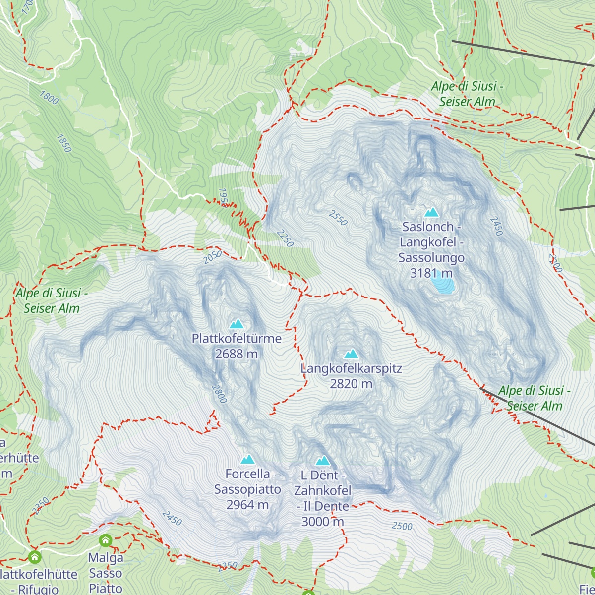 Utia de Dantersasc - Langkofelhütte - Rifugio Vicenza map