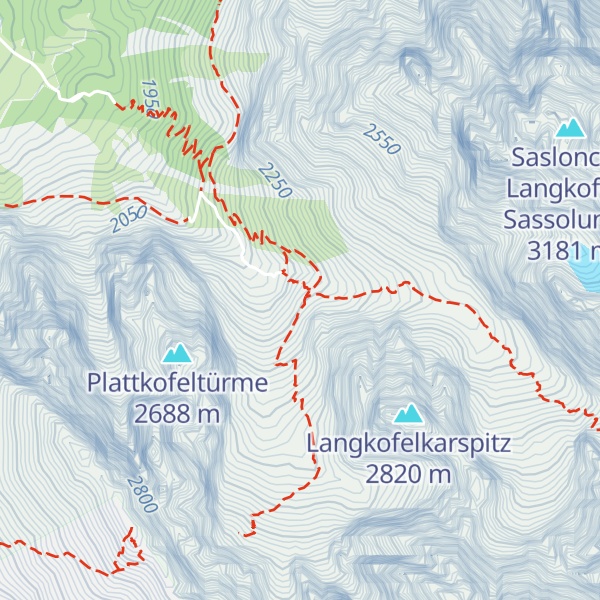 Map of Utia de Dantersasc - Langkofelhütte - Rifugio Vicenza