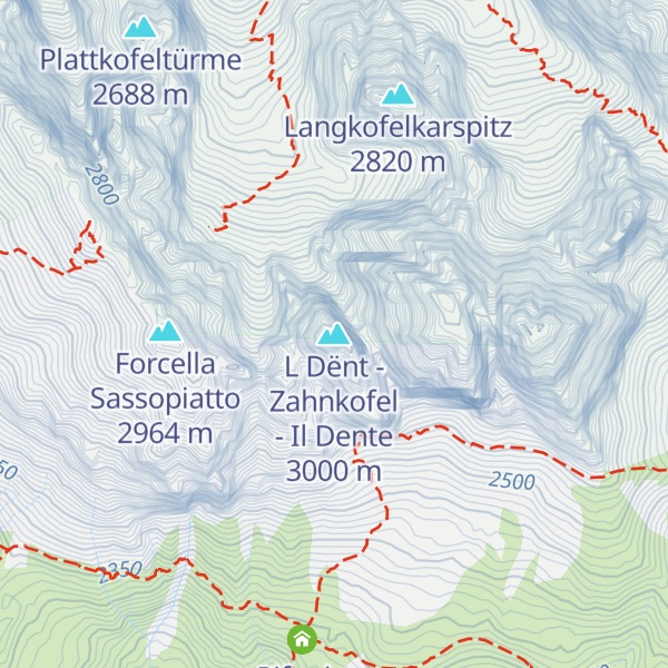 Map of L Dënt - Zahnkofel - Il Dente